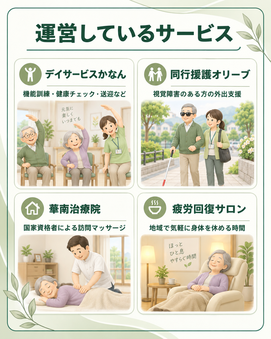 横になった高齢の女性に男性の施術者がマッサージをする3Dイラスト